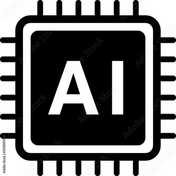 Fototapeta AI（人工知能）を表すアイコン、シンプルなCPUの形