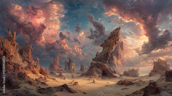 Obraz Alien desert landscape with bizarre rock formations