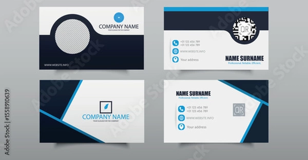 Obraz Business Card Template Set for Stock - Clean Modern Corporate Design. Professional business card template set designed Includes four modern layouts with clean design.