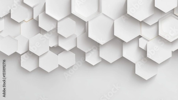 Obraz Geometric hexagonal pattern on subtle white background. Neural network AI generated