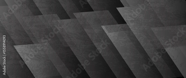 Fototapeta Black rough grunge abstract background overlap layer on dark space with diagonal lines decoration. Modern graphic design element vintage style concept for web banner, flyer, card or brochure cover