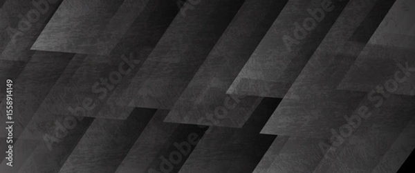 Fototapeta Black rough grunge abstract background overlap layer on dark space with diagonal lines decoration. Modern graphic design element vintage style concept for web banner, flyer, card or brochure cover