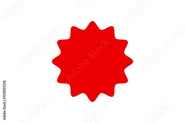 Fototapeta Vibrant red starburst shape with jagged edges isolated on transparent background