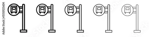 Obraz Bus stop stand icon vector thin outline style sign