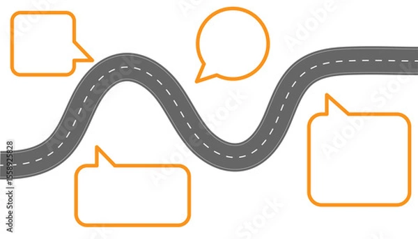 Fototapeta winding curved asphalt road infographic with speech bubble on transparent background. Vector EPS10