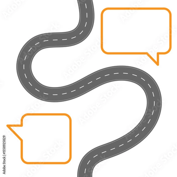 Fototapeta winding curved asphalt road infographic with speech bubble on white background. Vector EPS10