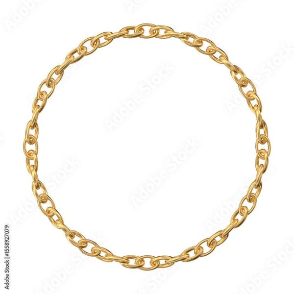 Obraz Gold Chain Circle Frame: Luxury Round Border for Design Projects