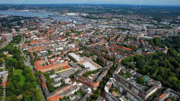 Obraz Aerial view of the old town of the city Kiel in Germany on an overcast day in afternoon