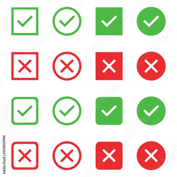 Obraz Checkmark crossmark icon set