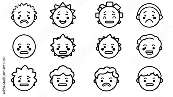 Fototapeta 表情キャラクターアイコンセット｜Character Face Expression Icon Set