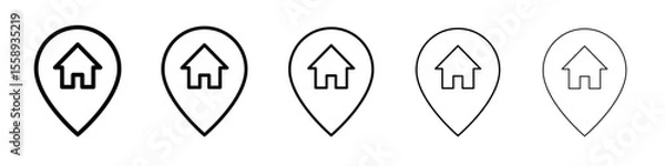 Obraz home location icon vector thin outline style sign