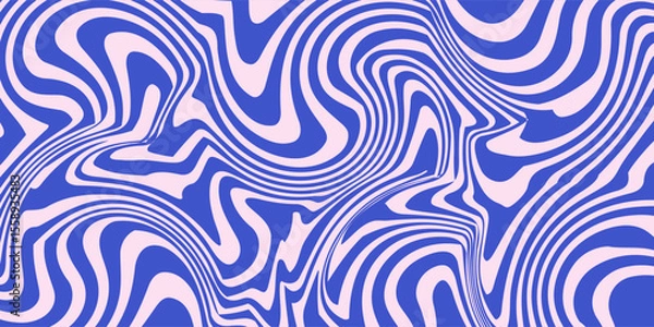 Obraz Abstract background pattern with colorful waves. Psychedelic groovy trippy y2k retro seamless pattern in blue and pink colors. Wavy and swirled brush strokes liquid background for packaging design