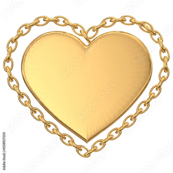 Obraz Golden Heart with Chain Border: Elegant Design Element for Valentine's Day, Wedding, or Anniversary