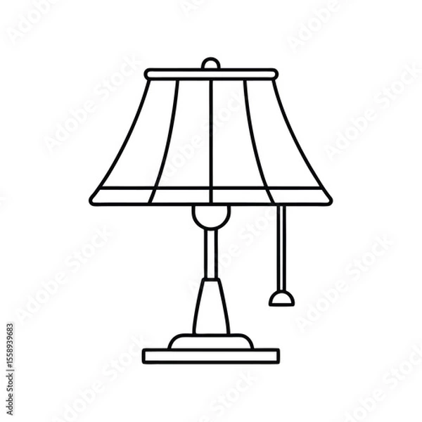 Fototapeta Classic desk lamp with pull chain illustration in simple outline style.
