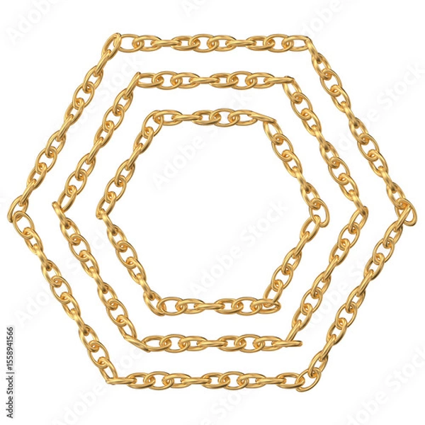 Obraz Gold Chains Hexagon Pattern: Luxury Jewelry Design Element
