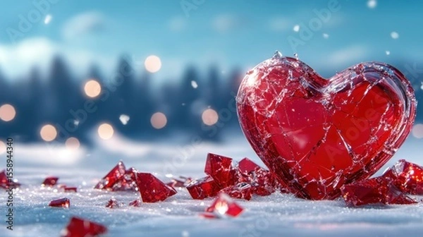 Obraz Shattered Heart in Winter Wonderland