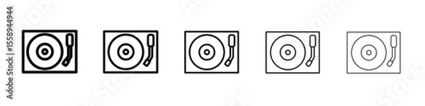 Obraz record player icon vector thin outline style sign