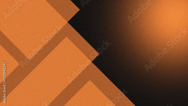 Fototapeta Modern abstract in shades of orange and black, featuring angular geometric shapes and grainy textures. Suitable for backgrounds or digital designs.
