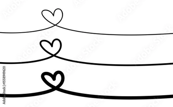 Fototapeta Heart shape. Continuous linear art doodle drawing vector illustration. Love one line symbol.