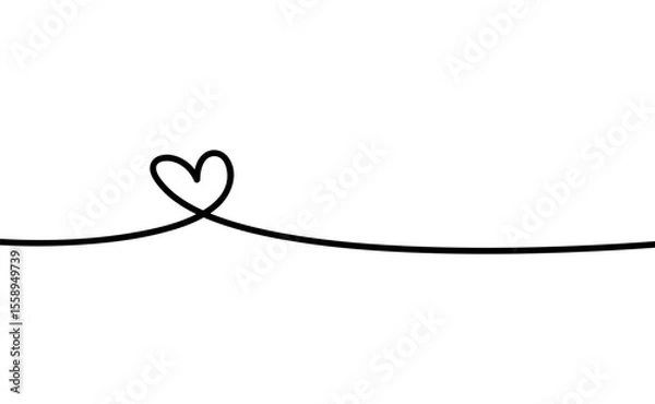 Fototapeta Minimalist Heart Line Art - Continuous Black Line Drawing