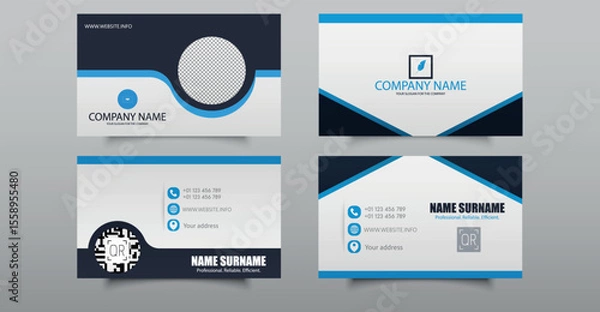 Obraz Business Card Template Set for Stock - Clean Modern Corporate Design. Professional business card template set designed Includes four modern layouts with clean design.