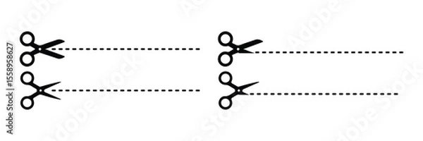 Fototapeta Scissors cutting dotted lines isolated on white background, coupon concept