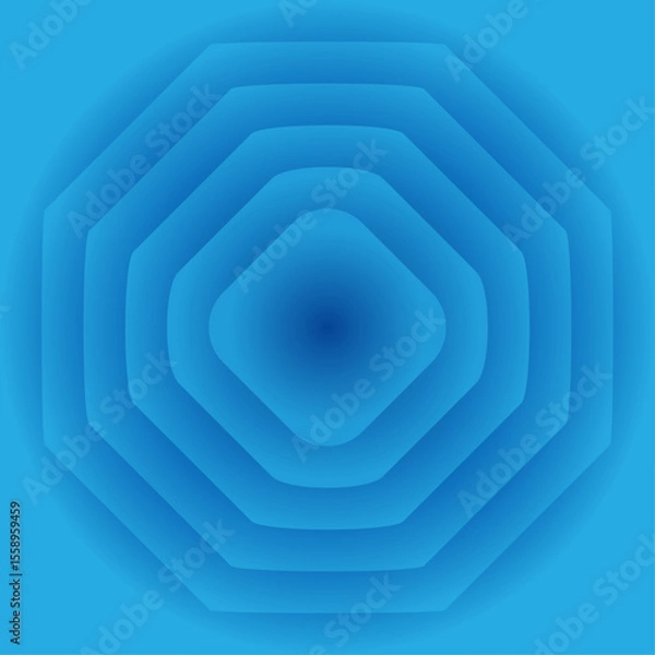 Fototapeta Blue Gradient Geometric Tunnel,  Abstract Optical Illusion Background