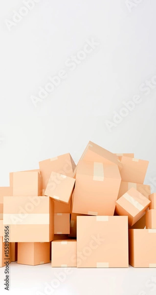 Obraz E-commerce logistics with cardboard boxes and delivery location icons