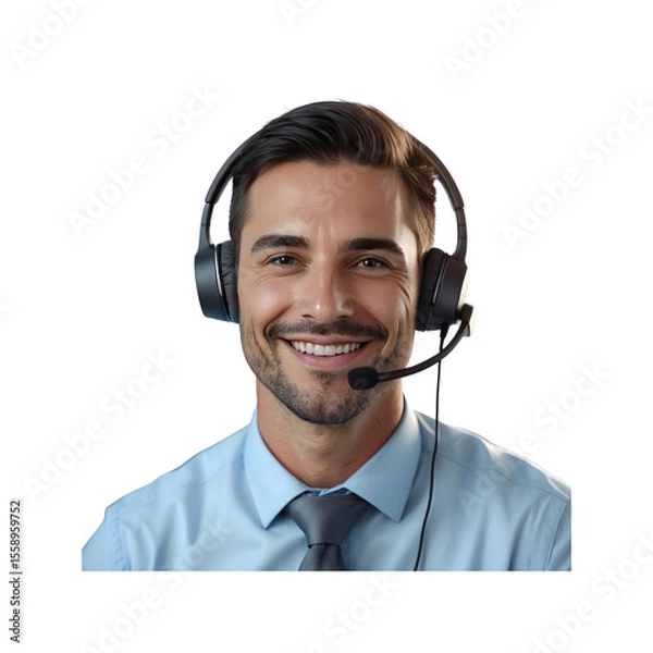 Fototapeta Happy Customer Service Representative with Headset