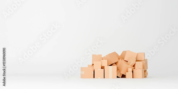 Obraz E-commerce logistics with cardboard boxes and delivery location icons