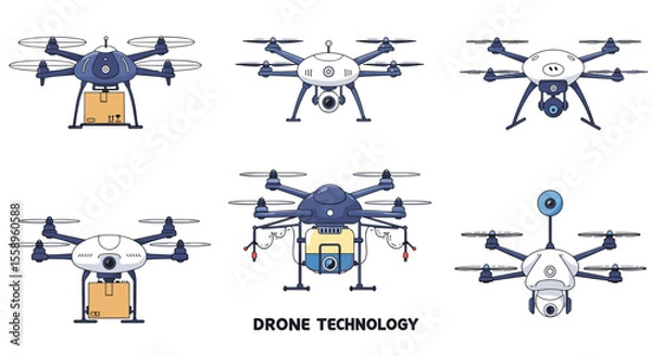 Obraz Drone technology vector illustration for design and print projects in modern flat style