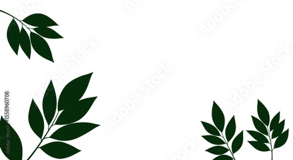 Fototapeta Botanical vector illustration of green leaves for nature-themed print design - minimalist flat style