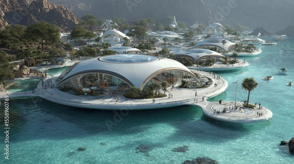 Obraz NEOMâ€™s Oxagon city vision features a futuristic floating eco-industrial hub in Saudi Arabia, built with AI, clean energy, and smart tech