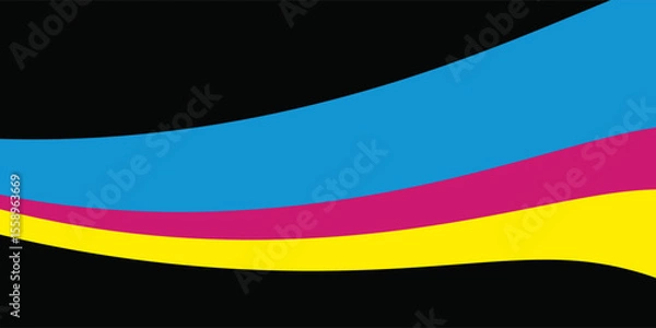 Obraz Abstract cmyk wavy background. verlap sheets of paper in cmyk colors.