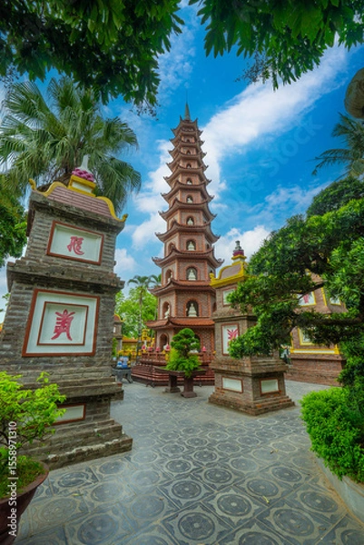 Fototapeta Pagoda of Tran Quoc temple in West Lake, Hanoi.