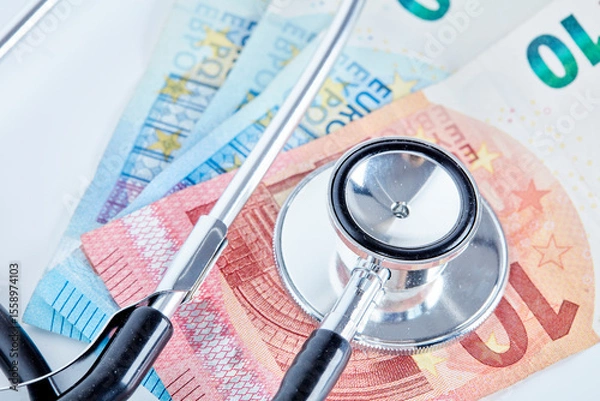 Obraz Stetoskop i pieniądze-opłaty za służbę zdrowia