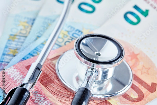 Obraz Stetoskop i pieniądze-opłaty za służbę zdrowia