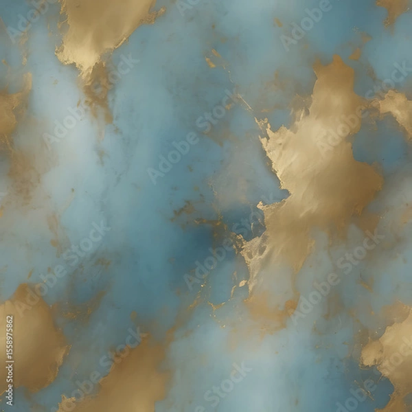 Fototapeta Blue and Gold Abstract Liquid Texture Background for Elegant Wall Art and Design | ai