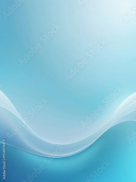 Fototapeta Elegant Flowing Blue Glass Waves in Minimal Abstract Background with Soft Light and Depth, ai