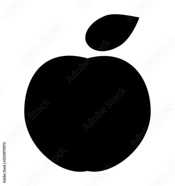 Fototapeta Apple fruit icon on transparent background, flat line design, vector illustration