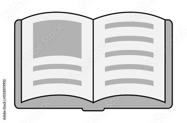 Fototapeta Open Book icon on transparent background, flat line design, vector illustration