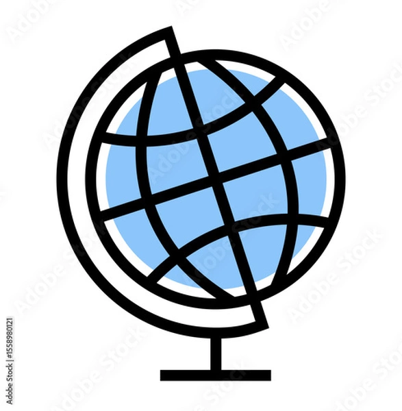 Fototapeta Earth Globe icon on transparent background, flat line design, vector illustration