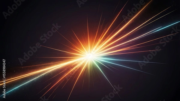 Fototapeta Bright Colorful Light Burst on Dark Background with Radiating Energy Beams and Glow | ai
