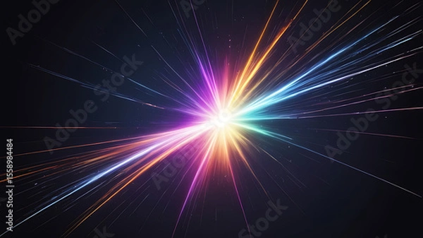 Fototapeta Bright Colorful Light Burst on Dark Background with Radiating Energy Beams and Glow | ai