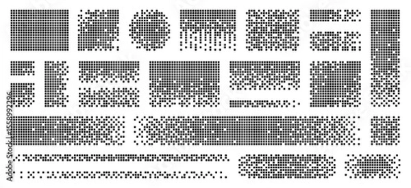 Fototapeta Disintegration pixel effect illustration. Vector rectangle elements