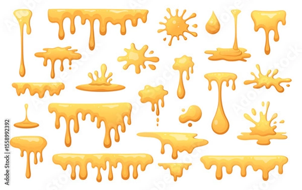 Fototapeta Honey splash vector set icon