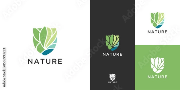 Obraz leaves shield logo design inspiration 