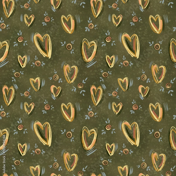 Fototapeta Pattern with absrtact hearts.