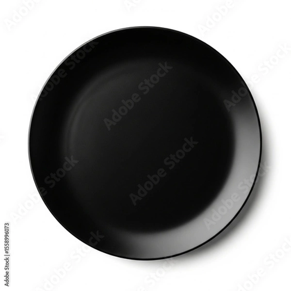 Fototapeta Black Ceramic Plate Top View Isolated