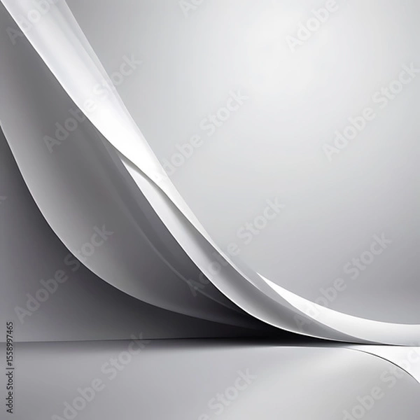 Fototapeta Minimal Abstract Silver Wave Background with Smooth Flowing Lines and Clean Gradient Style, ai